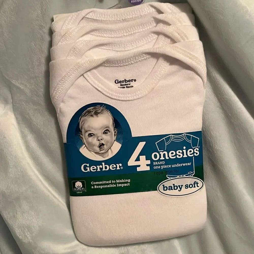 GERBER 4 ONE PIECE BABY SOFT ONESIES